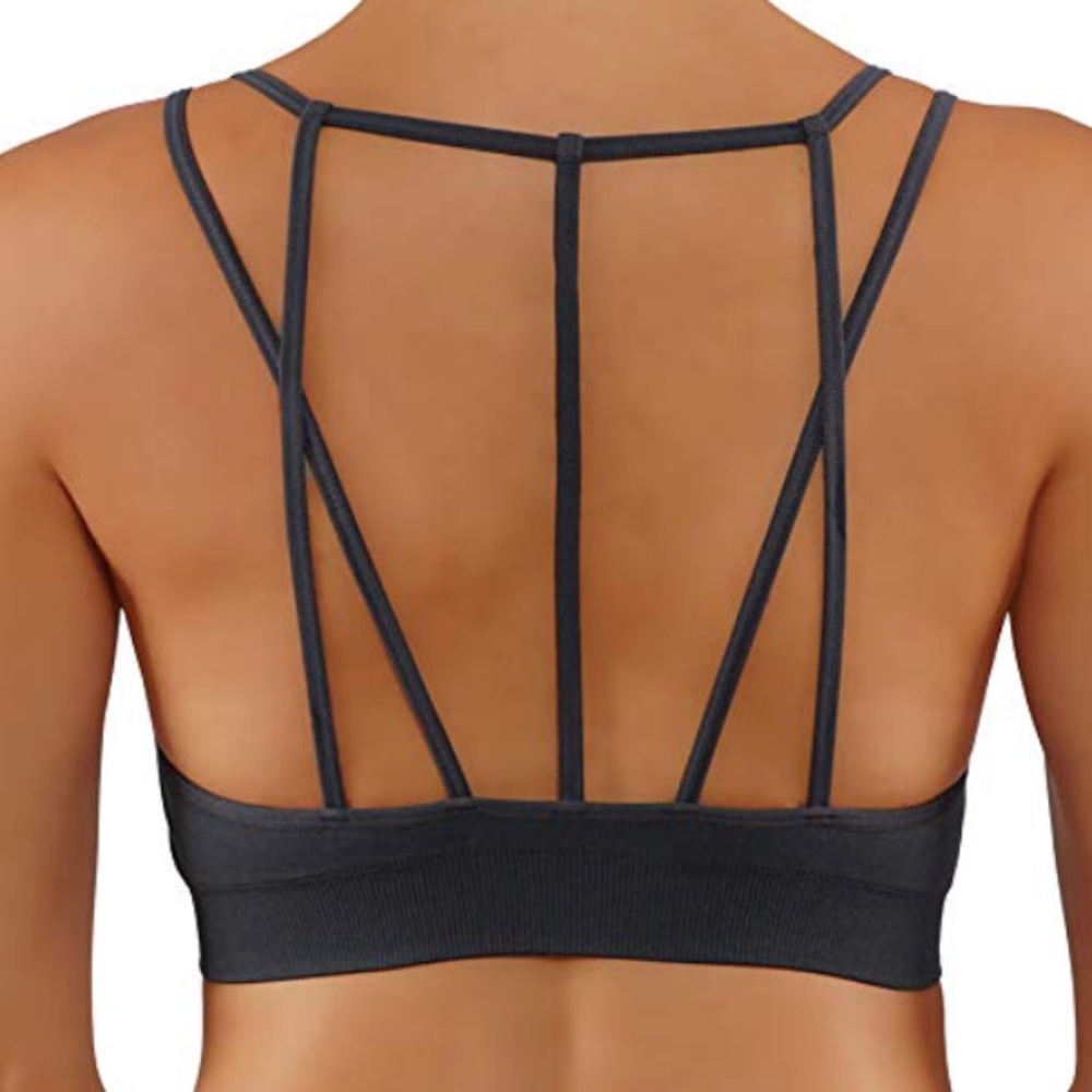 Beautiful mesh sports bra charcoal strappy back - Picture 2 of 3